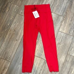 Zyia Red Luxe Pocket Drawstring Leggings